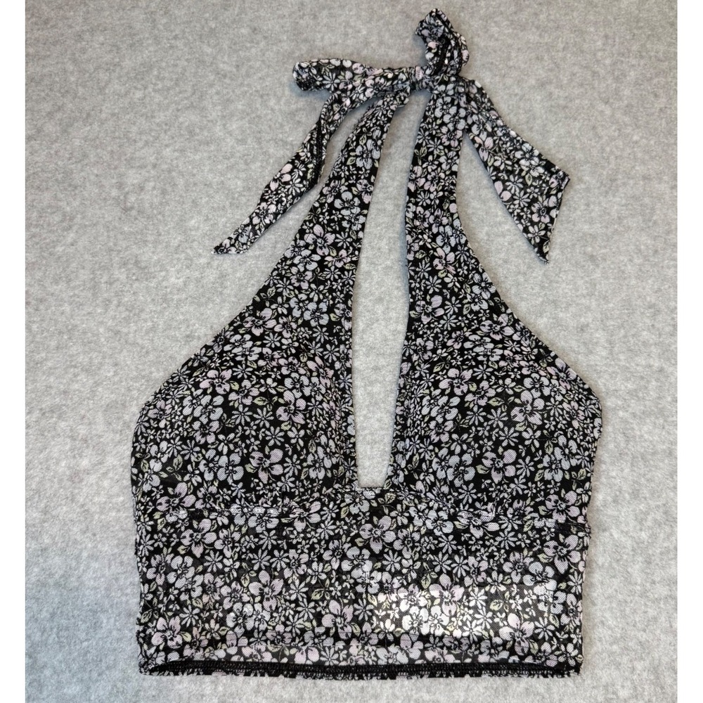 Gilly Hicks Bralette Women's XS Removable Pads Black Lace Halter Convertible Bra